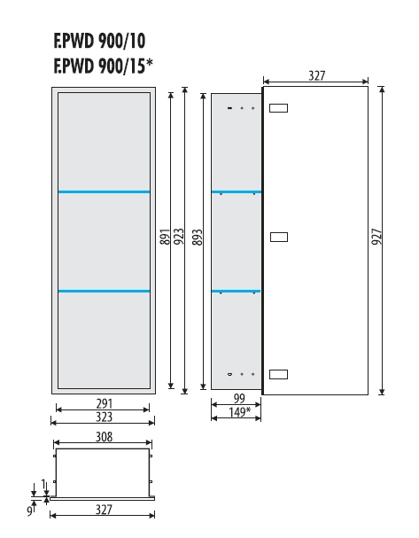 Szafka łazienkowa pod zabudowę 32,3x92,3x10 cm stal nierdzewna szkło białe kołnierz typu Flat MCJ F.PWD 900/10