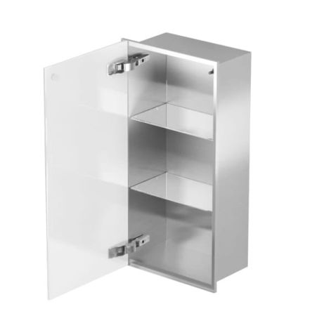 Przejdź do produktu Szafka łazienkowa pod zabudowę 32,3x92,3x10 cm stal nierdzewna szkło białe kołnierz typu Flat MCJ F.PWD 900/10