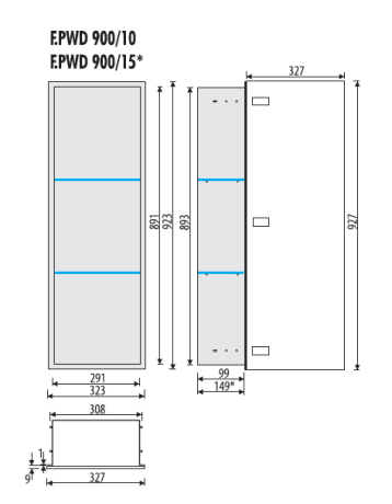 Przejdź do produktu Szafka łazienkowa pod zabudowę 32,3x92,3x15 cm stal nierdzewna szkło białe kołnierz typu Flat MCJ F.PWD 900/15