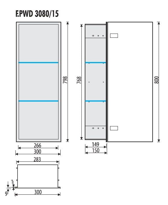 Szafka łazienkowa pod zabudowę 30x79,8x15 cm stal nierdzewna lakierowana w kolorze białym szkło czarne kołnierz typu Flat MCJ F.PWD LWH 3080/15