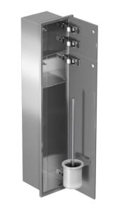Schowek do szczotki i papieru toaletowego do zabudowy 18x98,1x16,2 cm stal nierdzewna kołnierz typu Zero MCJ Z.PW2D WC 950