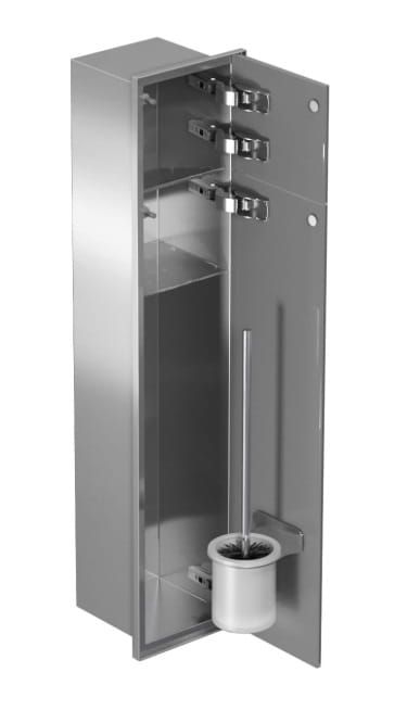 Schowek do szczotki i papieru toaletowego do zabudowy 18x98,1x16,2 cm stal nierdzewna kołnierz typu Zero MCJ Z.PW2D WC 950