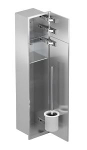 Schowek do szczotki i papieru toaletowego do zabudowy 18x82,2x15 cm MCJ stal nierdzewna z drzwiami do ułożenia płytek kołnierz typu Zero Z.PW2T WC 800