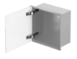 Szafka łazienkowa pod zabudowę 33x33x16 cm MCJ stal nierdzewna szkło białe kołnierz typu Zero Z.PWD 300/15