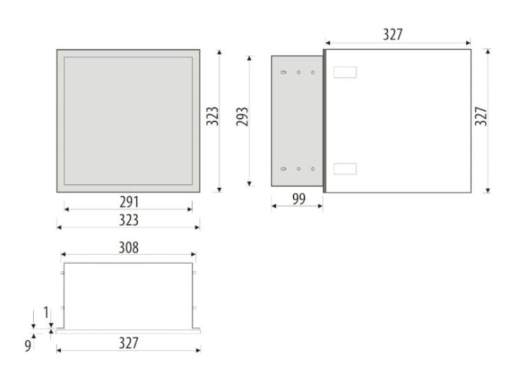 Szafka łazienkowa pod zabudowę 32x32x10 cm MCJ kołnierz typu Flat stal nierdzewna szkło białe F.PWD 300/10