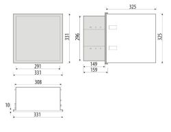 Szafka łazienkowa pod zabudowę 33x33x16 cm MCJ stal lakierowana na czarno szkło białe kołnierz typu Zero Z.PWD LBL 300/15