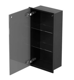 Szafka łazienkowa pod zabudowę 30x60x16 cm MCJ stal nierdzewna lakierowana na czarny mat szkło białe kołnierz typu Zero Z.PWD LBL 3060/15