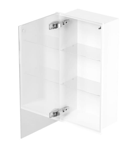 Szafka łazienkowa pod zabudowę 30x60x16 cm MCJ stal nierdzewna lakierowana na biało szkło białe kołnierz typu Zero Z.PWD LWH 3060/15