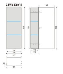 Szafka łazienkowa pod zabudowę 30x80x16 cm MCJ stal nierdzewna lakierowana na kolor szary metallic szkło białe kołnierz typu Zero Z.PWD LGR 3080/15
