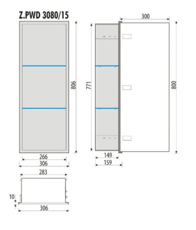 Przejdź do produktu Szafka łazienkowa pod zabudowę 30x80x16 cm MCJ stal nierdzewna lakierowana na kolor szary metallic szkło białe kołnierz typu Zero Z.PWD LGR 3080/15