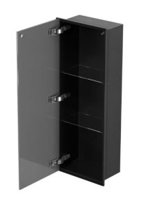 Szafka łazienkowa pod zabudowę 30x80x16 cm MCJ stal nierdzewna lakierowana na kolor czarny mat szkło białe kołnierz typu Zero Z.PWD LBL 3080/15