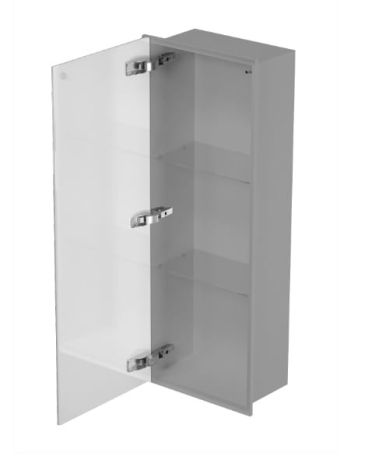 Przejdź do produktu Szafka łazienkowa pod zabudowę 30x80x16 cm MCJ stal nierdzewna lakierowana na kolor szary metallic szkło białe kołnierz typu Zero Z.PWD LGR 3080/15