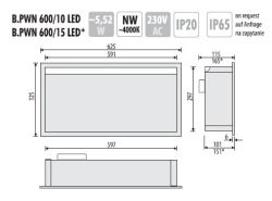 Półka łazienkowa wnękowa do zabudowy 62,5x32,5x10 cm ze stali nierdzewnej z oświetleniem LED MCJ B.PWN LED 600/10