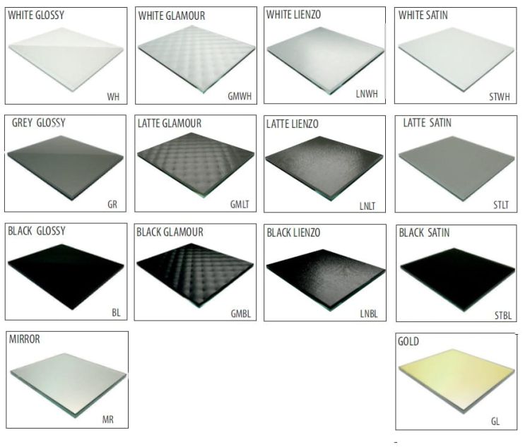 Kolor i rodzaj szkła do wyboru