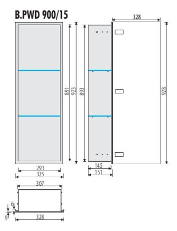 Przejdź do produktu Szafka łazienkowa pod zabudowę 32,5x92,5x15,1 cm kołnierz typu Bend MCJ stal nierdzewna szczotkowana szkło białe B.PWD 900/15