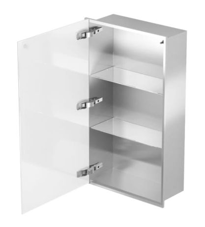 Przejdź do produktu Szafka łazienkowa pod zabudowę 32,5x92,5x15,1 cm kołnierz typu Bend MCJ stal nierdzewna szczotkowana szkło białe B.PWD 900/15