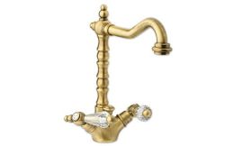 Bateria zlewozmywakowa Retro z kryształem Swarovskiego Giulini Praga 7550/S bronzo