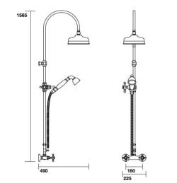 Kerasan Zestaw prysznicowy z deszczownicą 20 cm złoty Retro 7398K1
