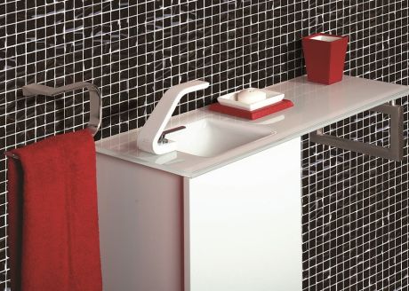 Przejdź do produktu Umywalka szklana na indywidualny wymiar z misą Glass po lewej stronie 210-02L biały połysk