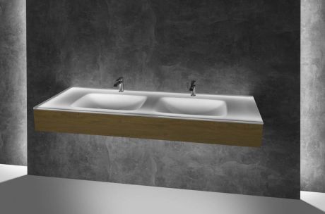 Przejdź do produktu Umywalka szklana na indywidualny wymiar z podwójnymi misami Glass 210D-01