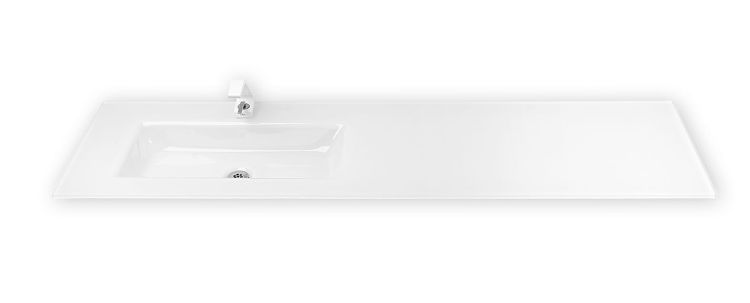 Umywalka szklana na indywidualny wymiar z prostokątną misą Glass po lewej stronie 160-02L