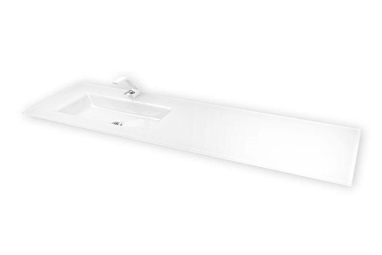 Umywalka szklana na indywidualny wymiar z prostokątną misą Glass po lewej stronie 160-02L