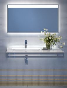 Umywalka szklana na indywidualny wymiar z prostokątną misą Glass po lewej stronie 160-02L