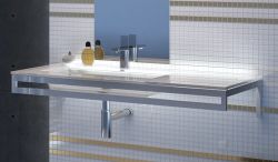 Umywalka szklana na indywidualny wymiar z prostokątną misą Glass po lewej stronie 160-02L