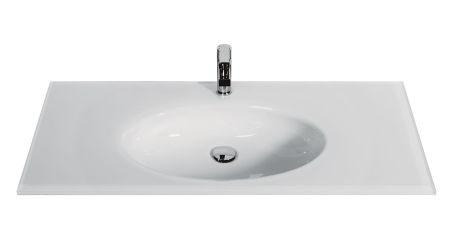 Przejdź do produktu Umywalka szklana na indywidualny wymiar z owalną misą Glass 110-03 biały połysk