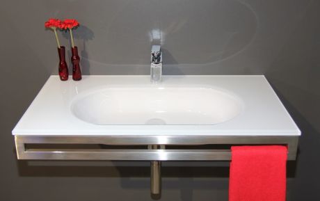 Przejdź do produktu Umywalka szklana na indywidualny wymiar z owalną misą Glass 90-04 biały połysk