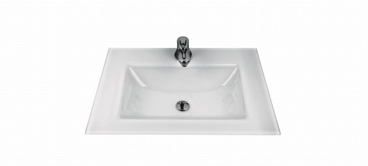 Umywalka szklana na indywidualny wymiar z prostokątną misą Glass 70-01 kolor 31M/SAT