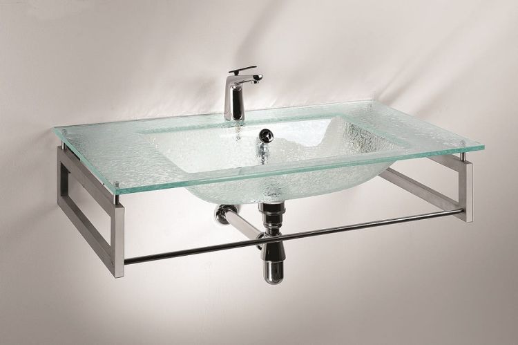 Umywalka szklana na indywidualny wymiar z prostokątną misą Glass 120-01 - kolor 03