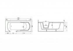 Wanna prostokątna dla niepełnosprawnych 180x80 cm Polimat VOVO 00016 biały