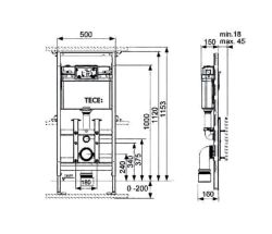Stelaż podtynkowy do WC Tece Tecelux do obudowy szklanej 9600100