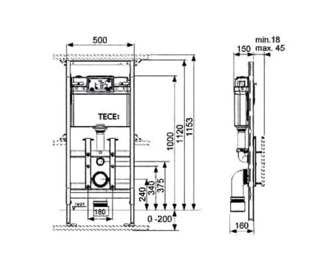 Przejdź do produktu Stelaż podtynkowy do WC Tece Tecelux do obudowy szklanej 9600100