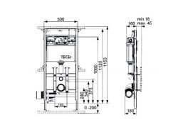 Stelaż podtynkowy do WC Tece Tecelux do obudowy szklanej 9600200