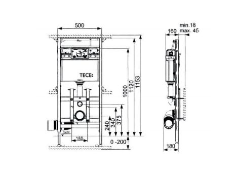 Przejdź do produktu Stelaż podtynkowy WC 400 Tece Tecelux do obudowy szklanej 9600400