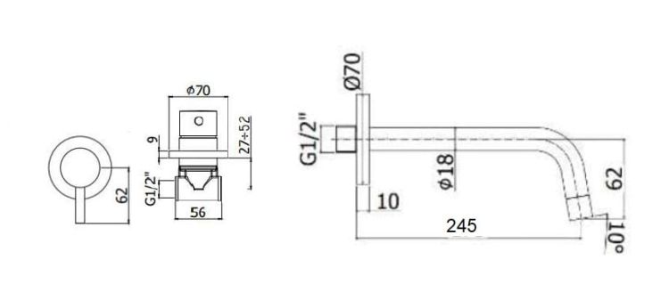 Bateria umywalkowa podtynkowa z wylewką 24,5 cm Paffoni Light LIG007NO