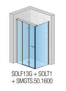 Kabina prysznicowa prostokątna 100x200x70 cm z drzwiami wahadłowymi i elementem stałym Sanswiss Solino chrom połysk SOLF13G + SOLT1 +SMGTS.50.1600