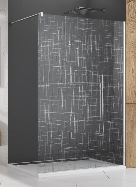 Ścianka prysznicowa wolnostojąca 100x200 cm Sanswiss Walk-In Easy dekor kratka STR4P1005061 chrom połysk