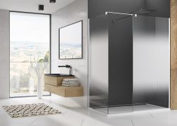 Kabina prysznicowa walk-in z połączenia dwóch ścianek i elementu łączącego STR4P+STR4P+VT90 shade