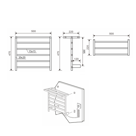Przejdź do produktu Elektryczna suszarka na ręczniki 50x48x22 cm Sapho Elzor EB510 czarny mat