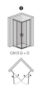 Kabina prysznicowa z drzwiami rozsuwanymi z elementem stałym i wejściem narożnym Sanswiss Cadura Black Line CAE2G+CAE2D czarny mat