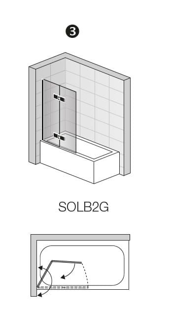 Parawan nawannowy dwuczęściowy składany SanSwiss Solino SOLB2 czarny mat