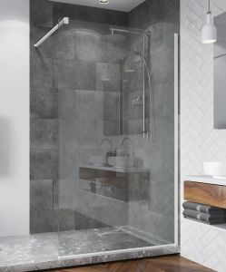 Kabina prysznicowa 120 cm typu walk-in z białymi profilami SanSwiss White Line STR4P1200907
