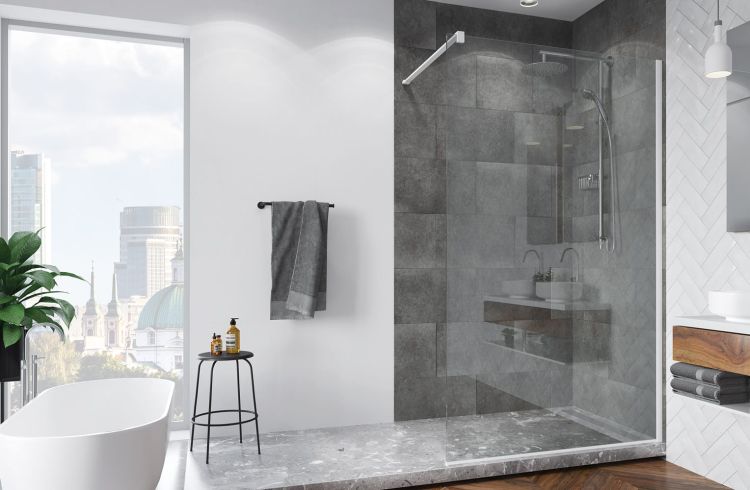 Kabina prysznicowa 140 cm typu walk-in z białymi profilami SanSwiss White Line STR4P1400907