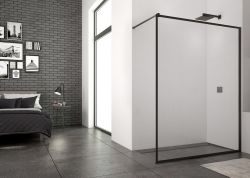 Ścianka prysznicowa 120 cm typu walk-in z czarnymi profilami SanSwiss Black Line Easy Loft STR4P1200679