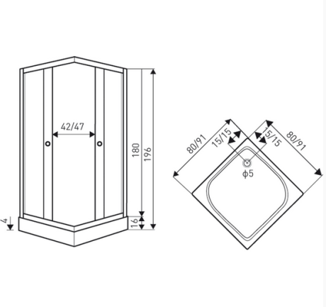 Przejdź do produktu Kabina natryskowa kwadratowa 80x80 cm z brodzikiem Kerra Olga SQ 80