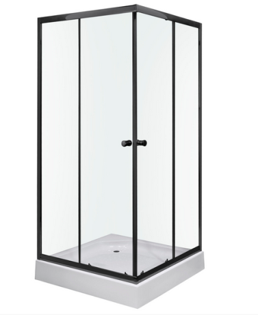 Przejdź do produktu Kabina natryskowa kwadratowa 80x80 cm Kerra Olga SQ Black 80 z brodzikiem