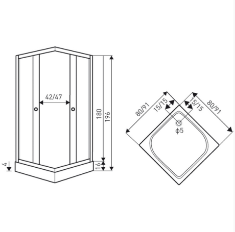 Przejdź do produktu Kabina natryskowa kwadratowa 80x80 cm Kerra Olga SQ Black 80 z brodzikiem